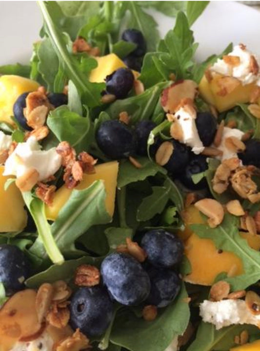 BLUEBERRY MANGO SALAD WITH FITCHICK GRANOLA